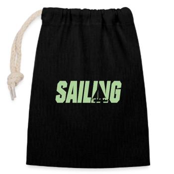 sailing segeln segelboot - Verschließbarer Geschenkbeutel aus Baumwolle (14x20cm) - Schwarz - Vorne