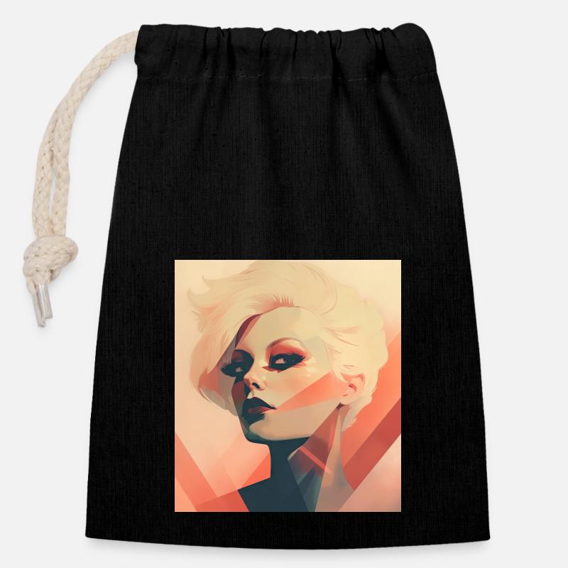 La vue - Sac cadeau en coton avec cordon (14 x 20 cm) - noir