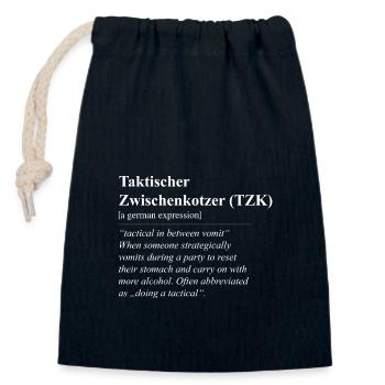 Tactical Interjection Funny Phrase - Closable cotton gift bag (14x20cm) - navy - Front