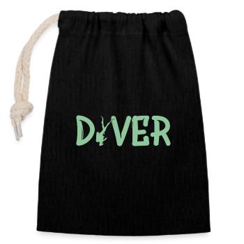 Tauchen Diver Diving - Verschließbarer Geschenkbeutel aus Baumwolle (14x20cm) - Schwarz - Vorne