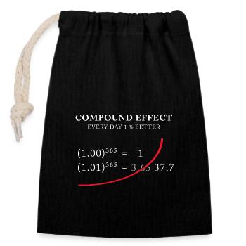 Compound Effect – Jeden Tag 1% besser - Verschließbarer Geschenkbeutel aus Baumwolle (14x20cm) - Schwarz - Vorne