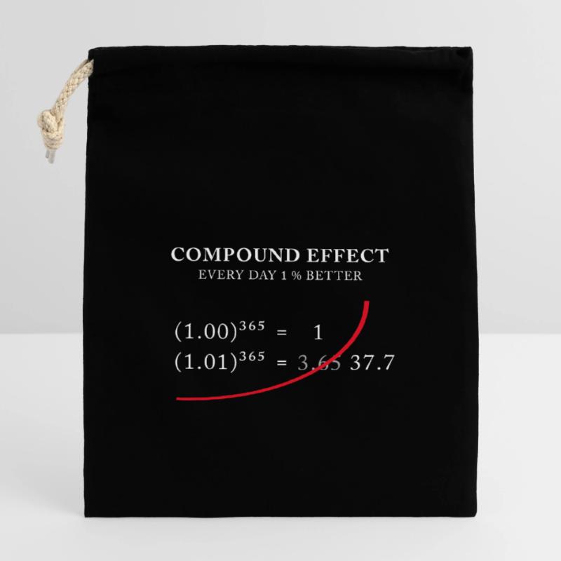 Compound Effect – Jeden Tag 1% besser Verschließbarer Geschenkbeutel aus Baumwolle (14x20cm)