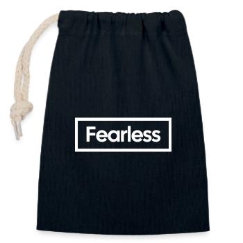 Fearless Typo Black & White - Closable cotton gift bag (14x20cm) - navy - Front