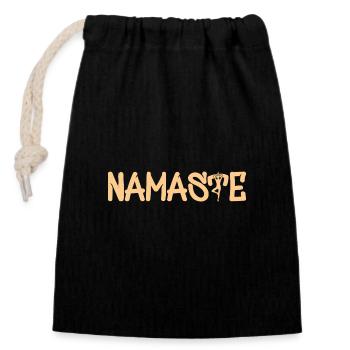 Namaste - Verschließbarer Geschenkbeutel aus Baumwolle (14x20cm) - Schwarz - Vorne