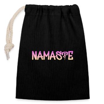 Yoga Namaste - Verschließbarer Geschenkbeutel aus Baumwolle (14x20cm) - Schwarz - Vorne