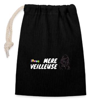Mère veilleuse - Sac cadeau en coton avec cordon (14 x 20 cm) - noir - Devant