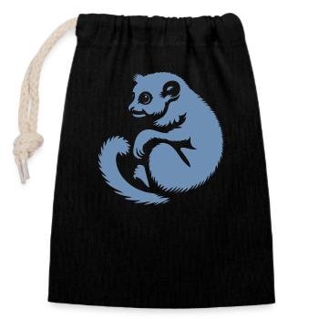 Loris Slowlori Silhouette Mammal - Closable cotton gift bag (14x20cm) - black - Front