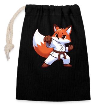 Fuchs Karate japanische Kampfkunst Kampfsport - Verschließbarer Geschenkbeutel aus Baumwolle (14x20cm) - Schwarz - Vorne