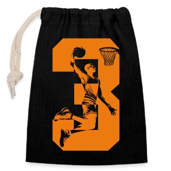 NUMMER 3 BASKETBALL 3. GEBURTSTAG - Verschließbarer Geschenkbeutel aus Baumwolle (14x20cm) - Schwarz - Vorne