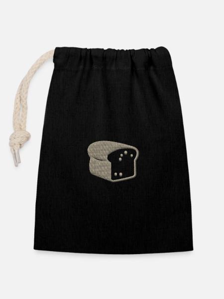 Pain grillé brodé - Sac cadeau en coton avec cordon (14 x 20 cm) - noir