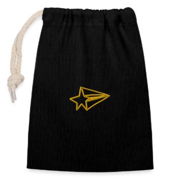 Star embroidered - Closable cotton gift bag (14x20cm) - black - Front
