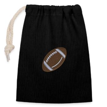 Ballon de football brodé - Sac cadeau en coton avec cordon (14 x 20 cm) - noir - Devant