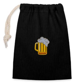 Beer - Closable cotton gift bag (14x20cm) - black - Front