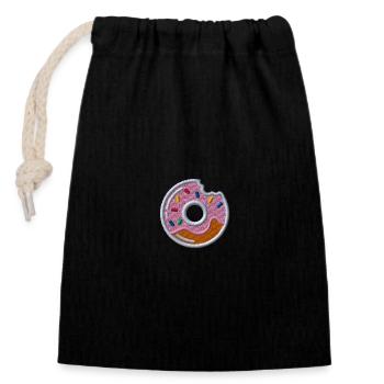 Doughnut - Closable cotton gift bag (14x20cm) - black - Front