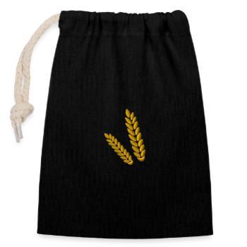 Grain embroidered - Closable cotton gift bag (14x20cm) - black - Front