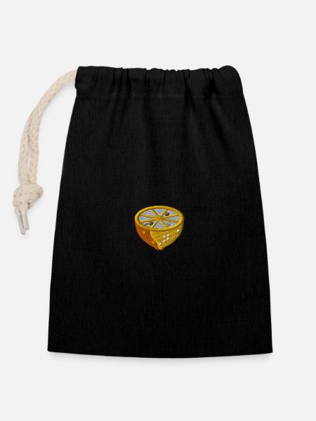 Lemon - Closable cotton gift bag (14x20cm) - black