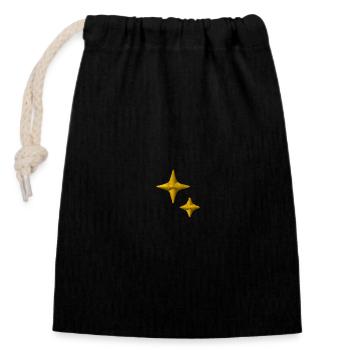 Embroidered stars - Closable cotton gift bag (14x20cm) - black - Front