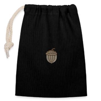 Acorn embroidered - Closable cotton gift bag (14x20cm) - black - Front