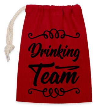 Drinking Team - Closable cotton gift bag (14x20cm) - red - Front