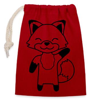 Renard agitant la main amicale bonjour salutation mignon - Sac cadeau en coton avec cordon (14 x 20 cm) - rouge - Devant