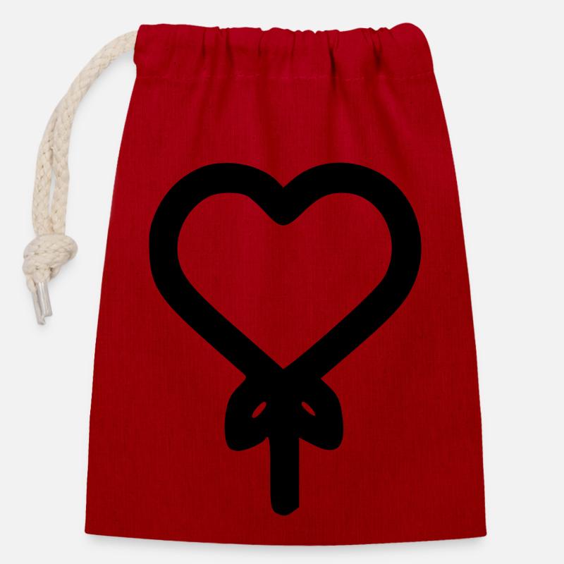 Heart Balloon - Closable cotton gift bag (14x20cm) - red