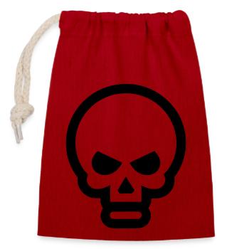 Tête de mort - Sac cadeau en coton avec cordon (14 x 20 cm) - rouge - Devant
