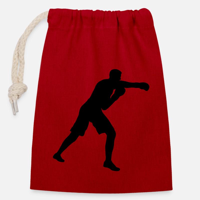 Boxeur boxeur sur le ring de boxe - Sac cadeau en coton avec cordon (14 x 20 cm) - rouge