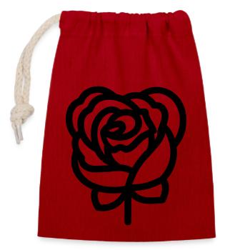 Fleur rose - Sac cadeau en coton avec cordon (14 x 20 cm) - rouge - Devant