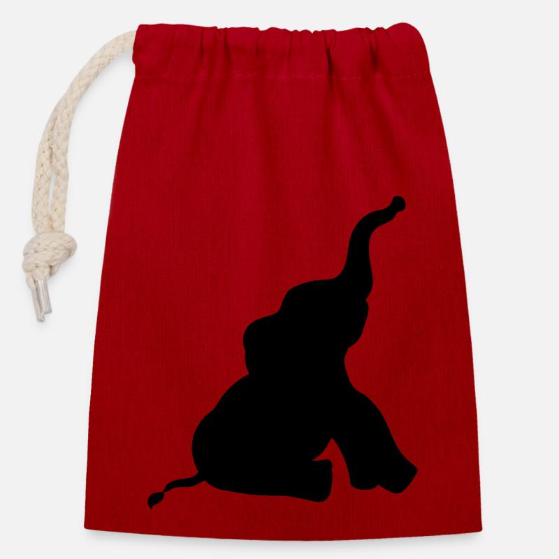 silhouette schatten umriss elefant klein sitzend s - Verschließbarer Geschenkbeutel aus Baumwolle (14x20cm) - Rot