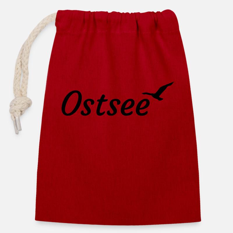 Ostsee - Verschließbarer Geschenkbeutel aus Baumwolle (14x20cm) - Rot