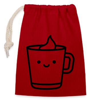 Mug de café - Sac cadeau en coton avec cordon (14 x 20 cm) - rouge - Devant