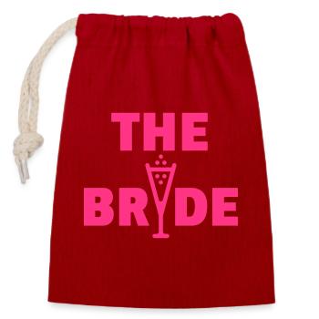 The Bride Bubbly (Hen Night Party / Neon Pink) - Closable cotton gift bag (14x20cm) - red - Front