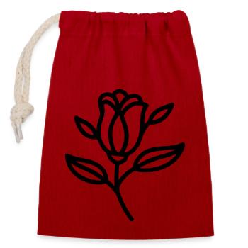 Fleur rose - Sac cadeau en coton avec cordon (14 x 20 cm) - rouge - Devant
