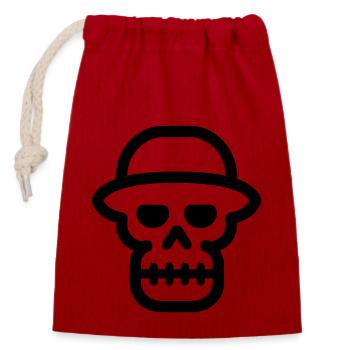Tête de mort - Sac cadeau en coton avec cordon (14 x 20 cm) - rouge - Devant