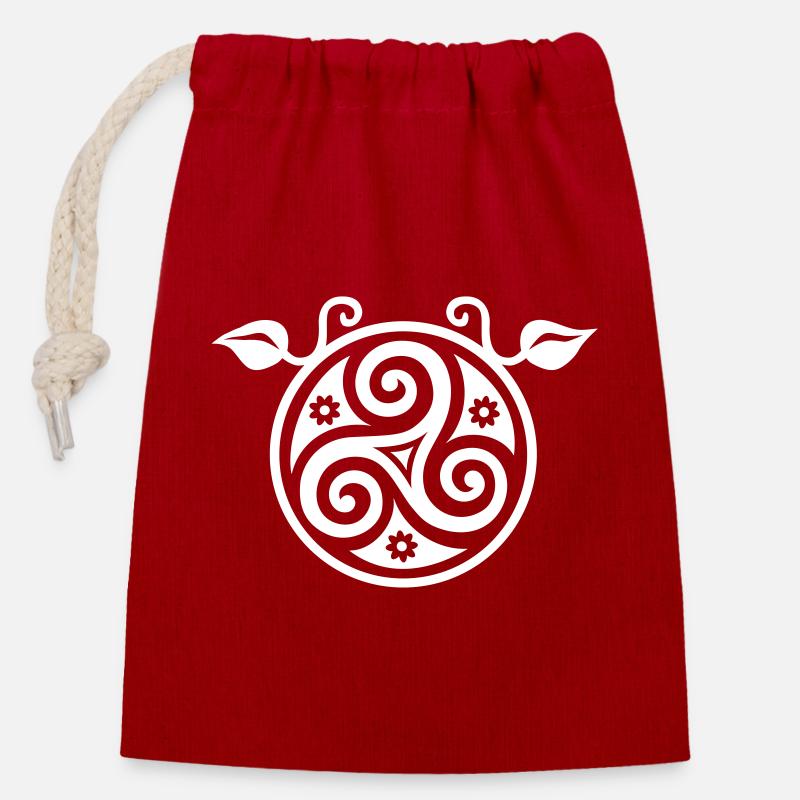 Triskell - Sac cadeau en coton avec cordon (14 x 20 cm) - rouge