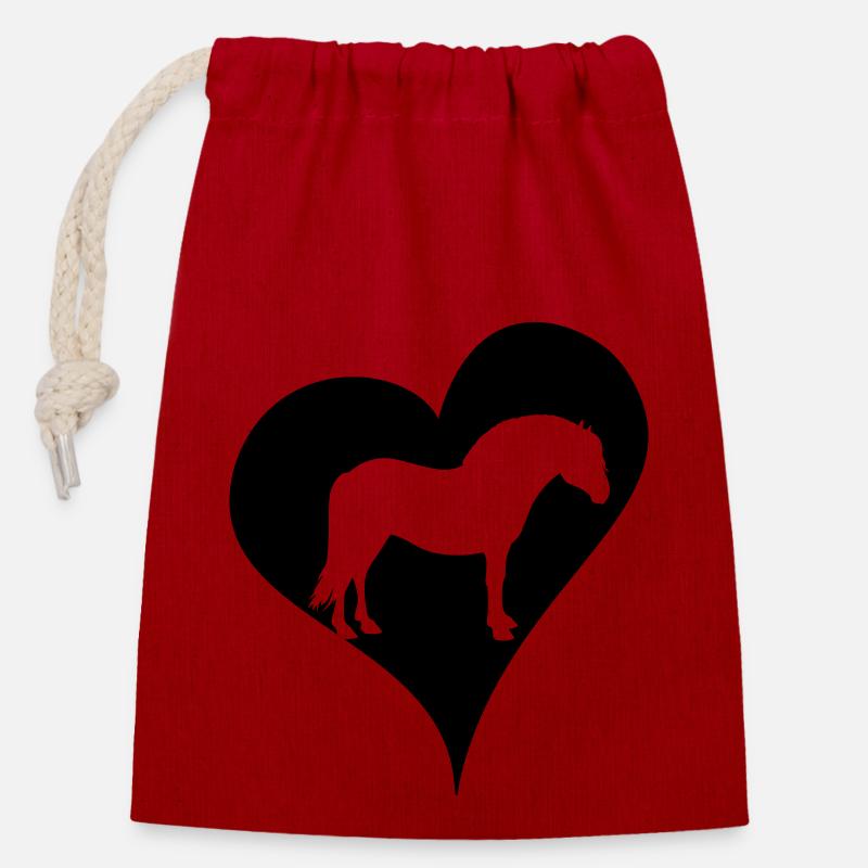 NorwegianHeart4 - Sac cadeau en coton avec cordon (14 x 20 cm) - rouge