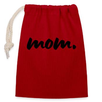 maman - Sac cadeau en coton avec cordon (14 x 20 cm) - rouge - Devant