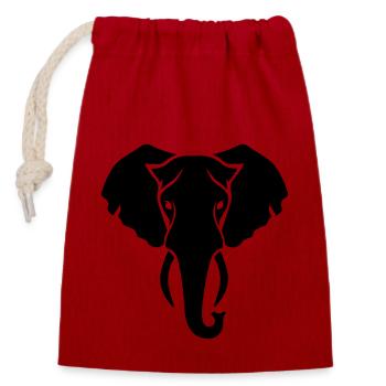 éléphant - Sac cadeau en coton avec cordon (14 x 20 cm) - rouge - Devant