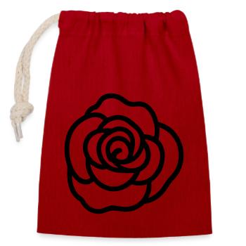 Fleur rose - Sac cadeau en coton avec cordon (14 x 20 cm) - rouge - Devant