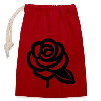 Fleur rose - Sac cadeau en coton avec cordon (14 x 20 cm) - rouge - Devant