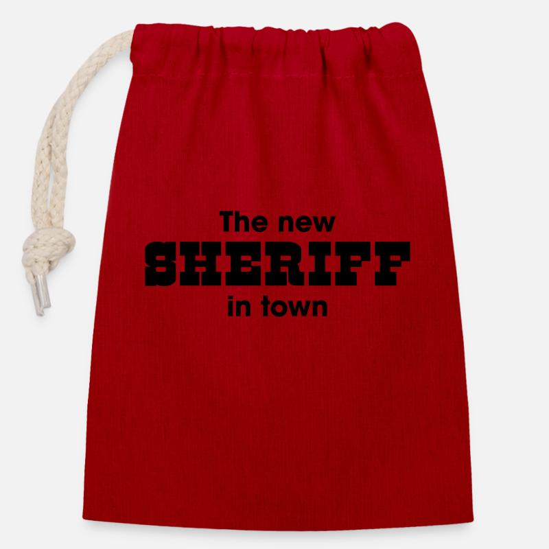 the new Sheriff in town - Verschließbarer Geschenkbeutel aus Baumwolle (14x20cm) - Rot