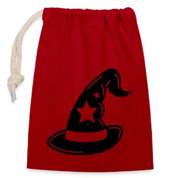 chapeau magique - Sac cadeau en coton avec cordon (14 x 20 cm) - rouge - Devant