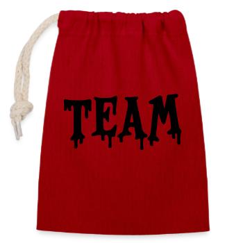 team - Closable cotton gift bag (14x20cm) - red - Front