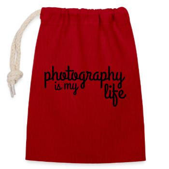 photography is my life - Verschließbarer Geschenkbeutel aus Baumwolle (14x20cm) - Rot - Vorne