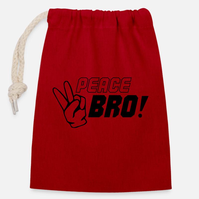 peace bro 01 - Verschließbarer Geschenkbeutel aus Baumwolle (14x20cm) - Rot