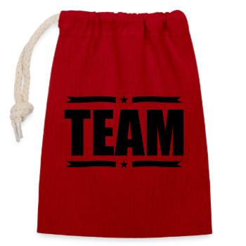 team - Closable cotton gift bag (14x20cm) - red - Front
