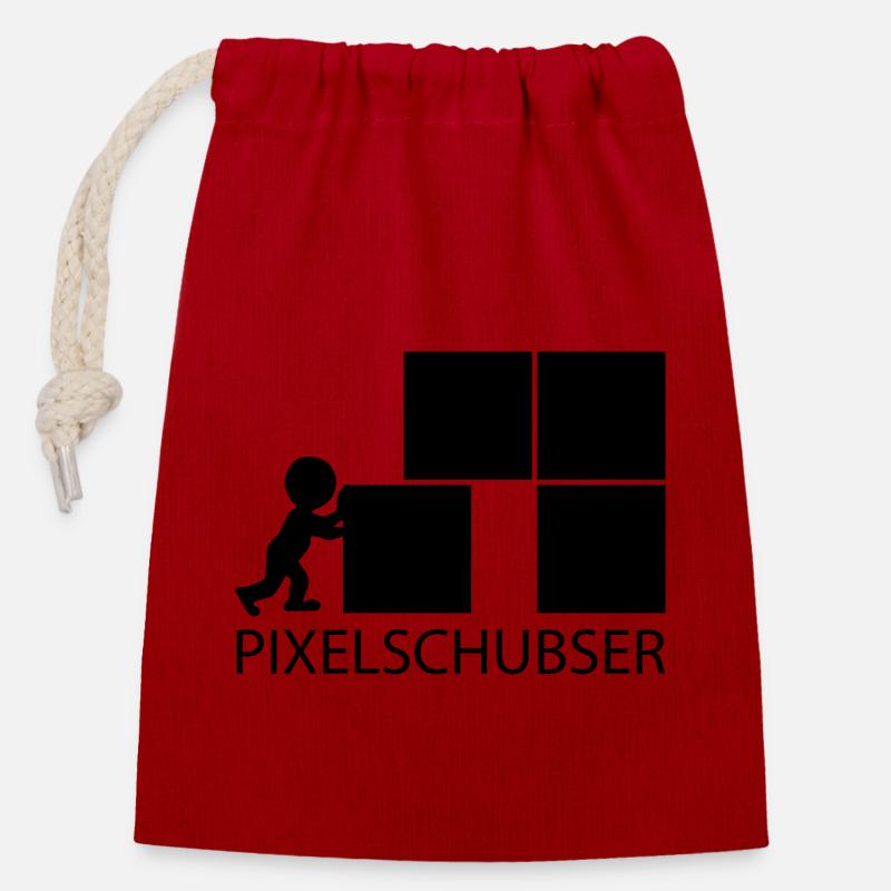 Pixelschubser und stolz darauf! - Verschließbarer Geschenkbeutel aus Baumwolle (14x20cm) - Rot