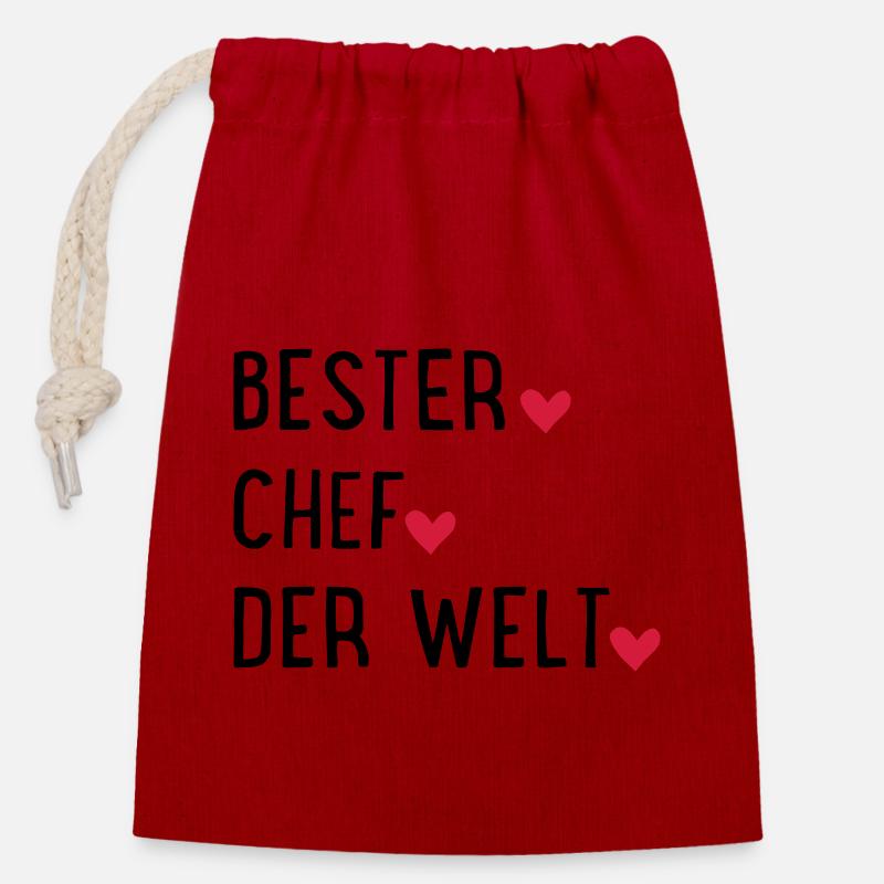 Bester Chef - Verschließbarer Geschenkbeutel aus Baumwolle (14x20cm) - Rot