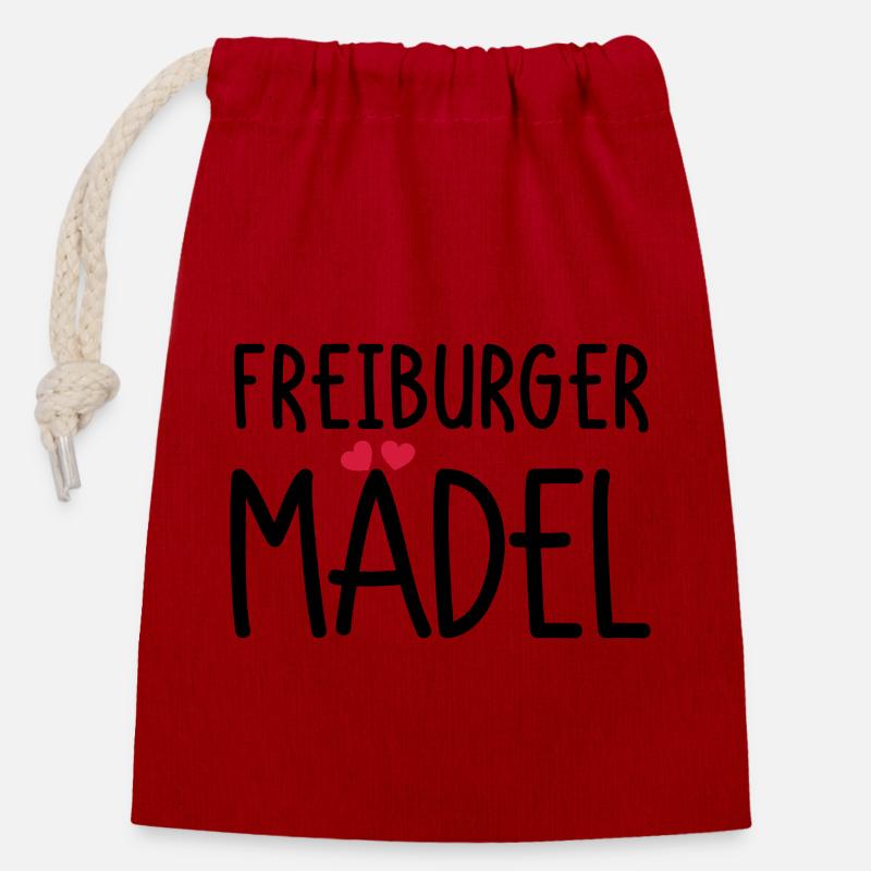 Freiburger Mädel - Verschließbarer Geschenkbeutel aus Baumwolle (14x20cm) - Rot