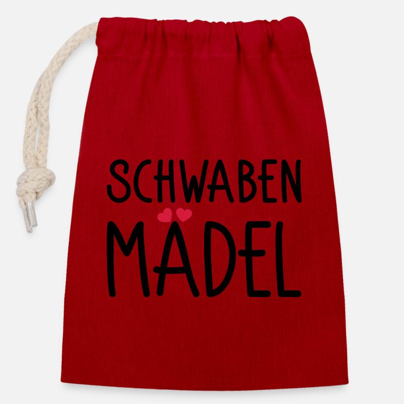Schwabenmädel - Verschließbarer Geschenkbeutel aus Baumwolle (14x20cm) - Rot